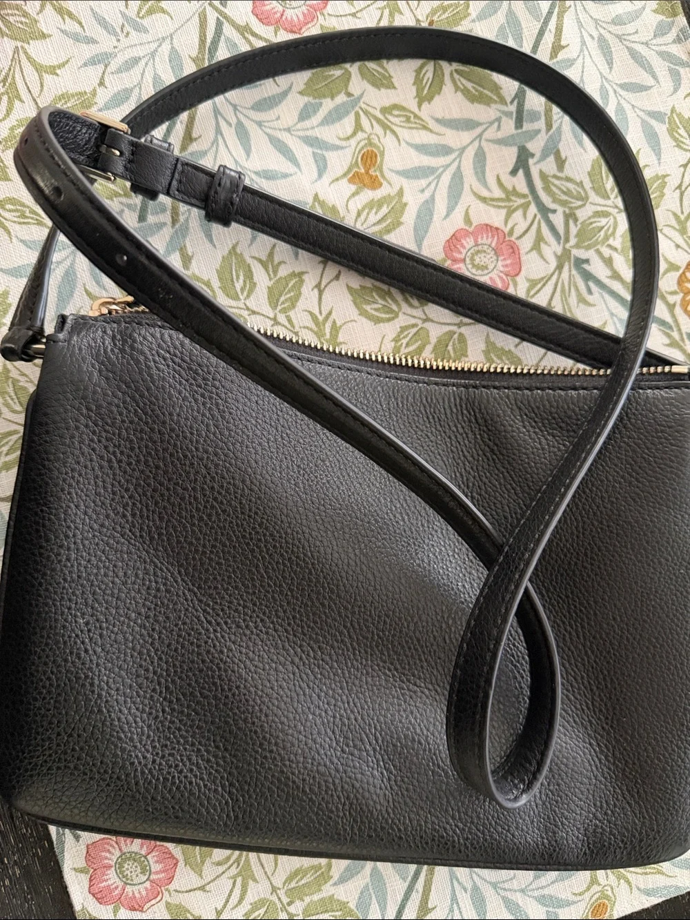 kate spade Black Pebbled Leather Crossbody with Gold Hardware